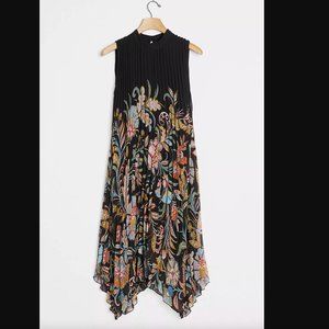 Anthropologie Black Multicolor Asymmetrical Dress